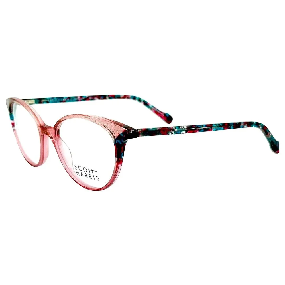 Scott Harris SH730 Womens Plastic Eyeglass Frame C1 Pink Teal Multi 50-18 W Case